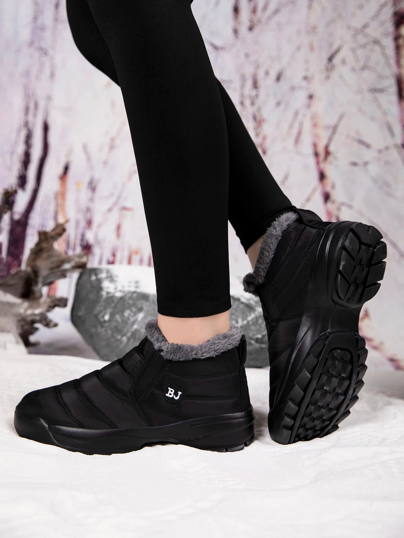 Men's Snow Boots, Winter Warm Shoes, Fuzzy Lining Windproof Hiking Boots, Winter Insulated Shoes, Fuzzy Lining Windproof Hiking Boots