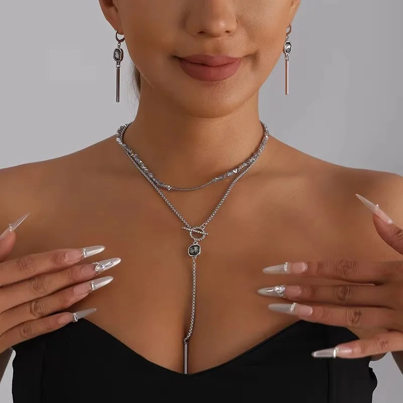 Women Gray Glass Jewelry Fashion Accessories