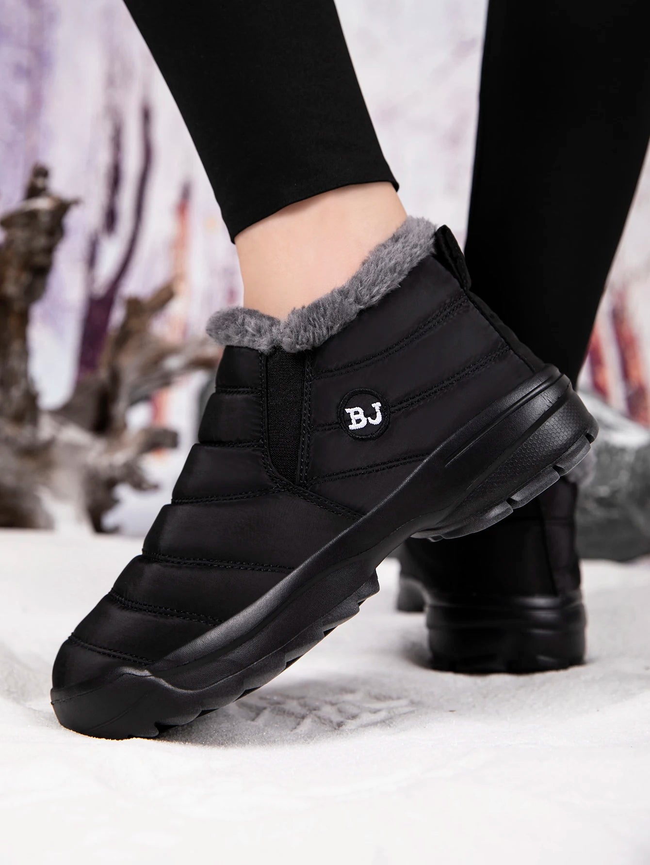 Men's Snow Boots, Winter Warm Shoes, Fuzzy Lining Windproof Hiking Boots, Winter Insulated Shoes, Fuzzy Lining Windproof Hiking Boots