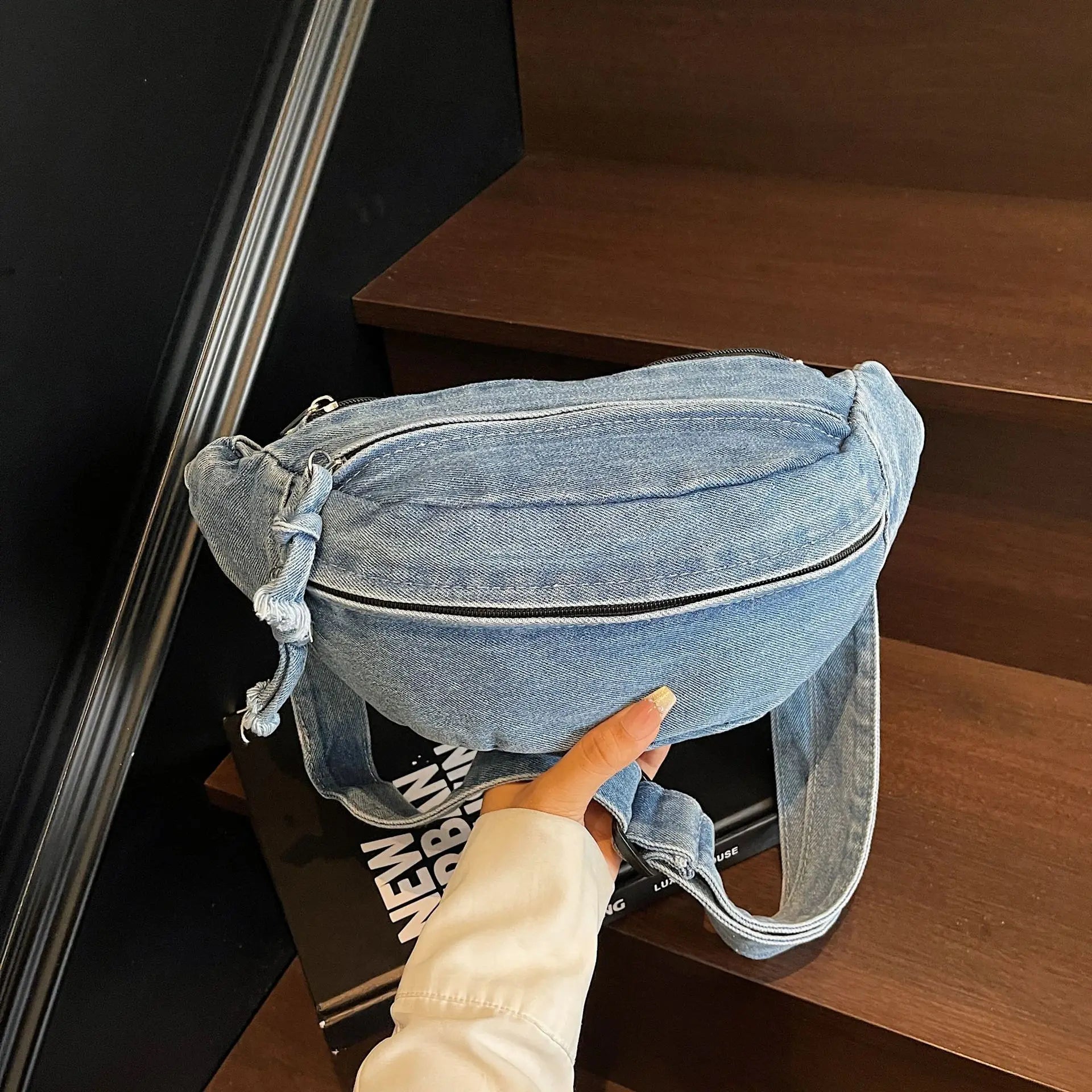 Denim Crossbody Chest Waist Bag for Women