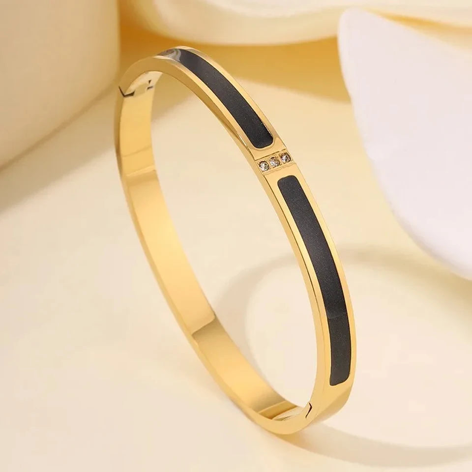 Women Zircon Stainless Steel Stackable Bracelet Set Fashion Jewelry