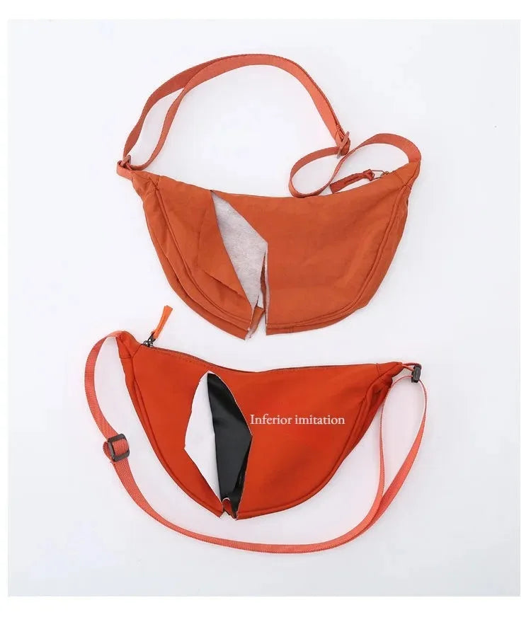 Men and Women Solid Color Chest Bag for Large Capacity Travel Crossbody Female Half Moon Bag Daily Cotton Filled Shoulder Bag