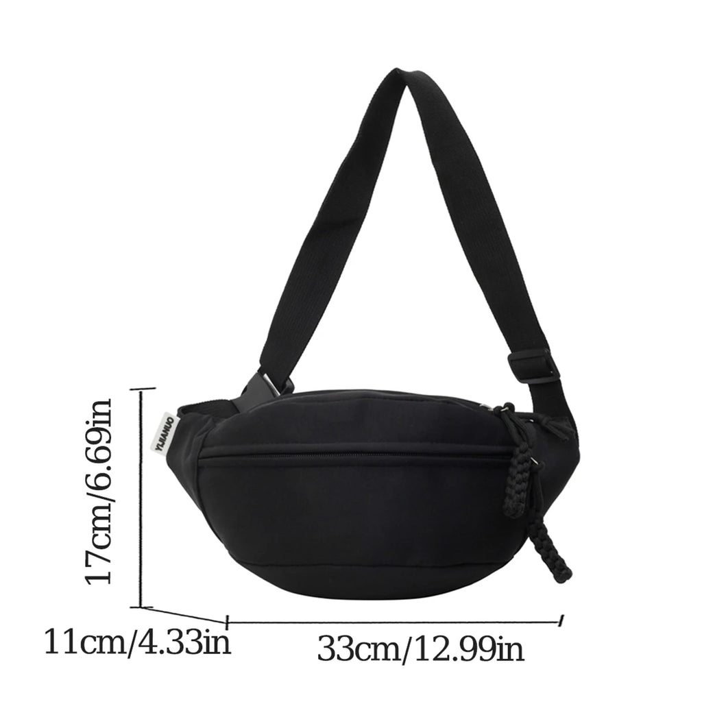 Large Capacity Lightweight Nylon Waist Crossbody Bag for Women