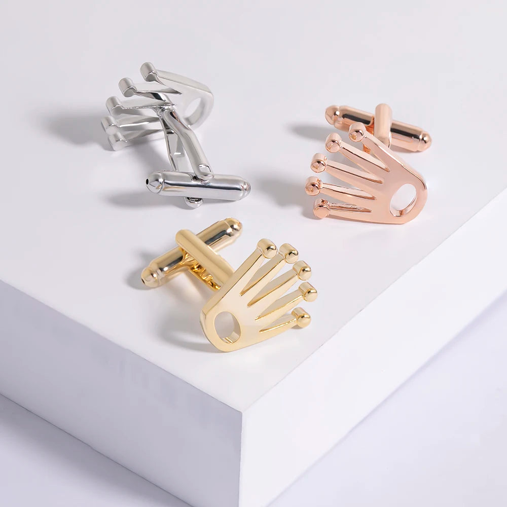 Men Crown Brass Cufflinks Modern Jewelry
