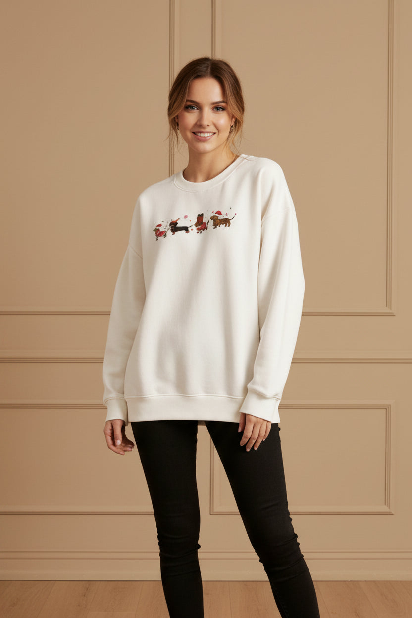 Women Christmas Dachshund Graphic Sweatshirt