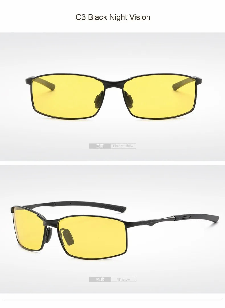 Men Polarized Rectangle Color Changing UV400 Sunglasses