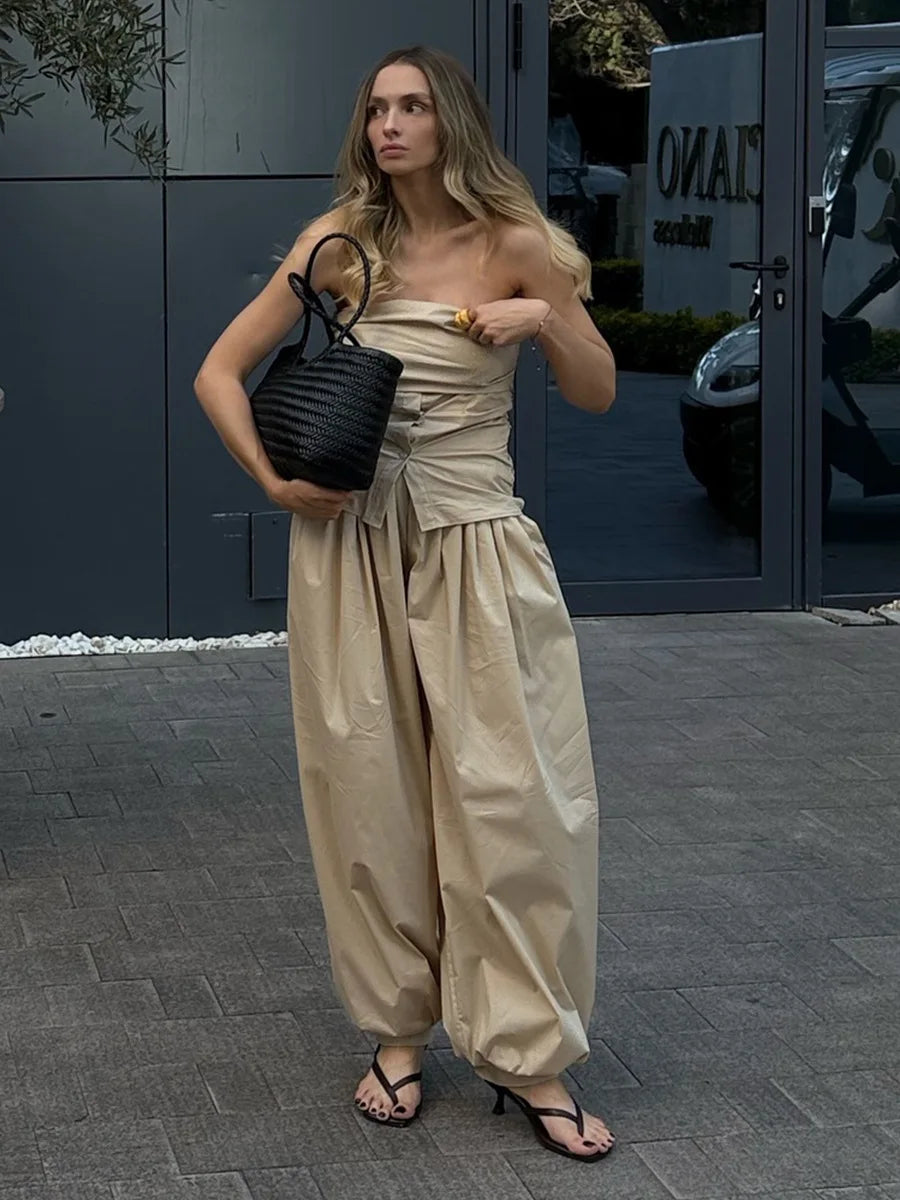 Women Autumn Cotton Loose Style Wide Pants