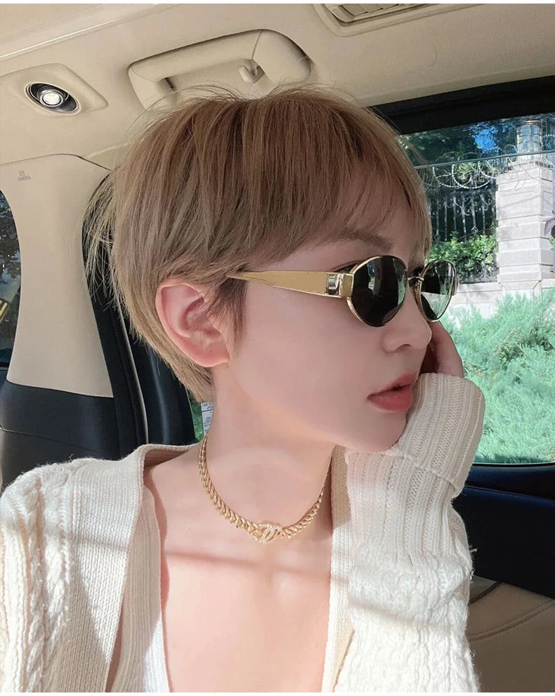 New Sunglasses For Women And Men Sun Glasses Alloy Oval Eyewear
