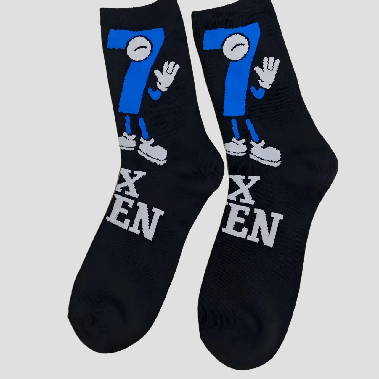 Cartoon Number Mid Calf Socks for Men