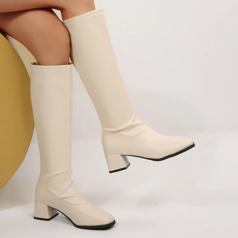 Women Vintage Knee High Leather Boots