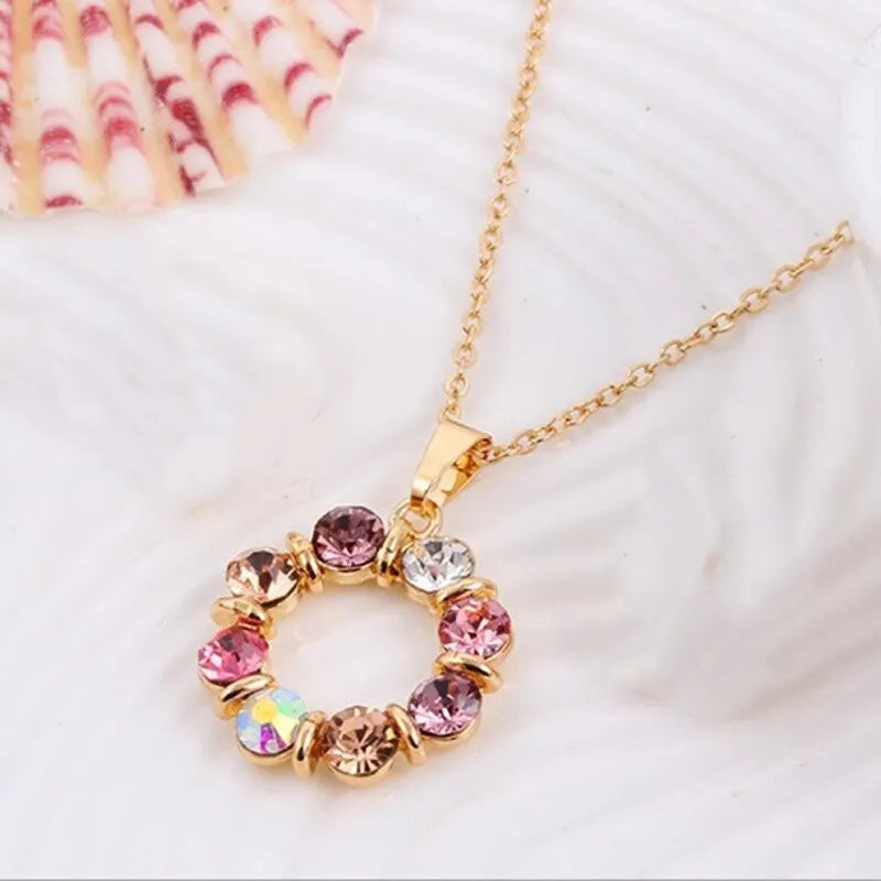 Women Fashion Stained Glass Circle Jewelry Set