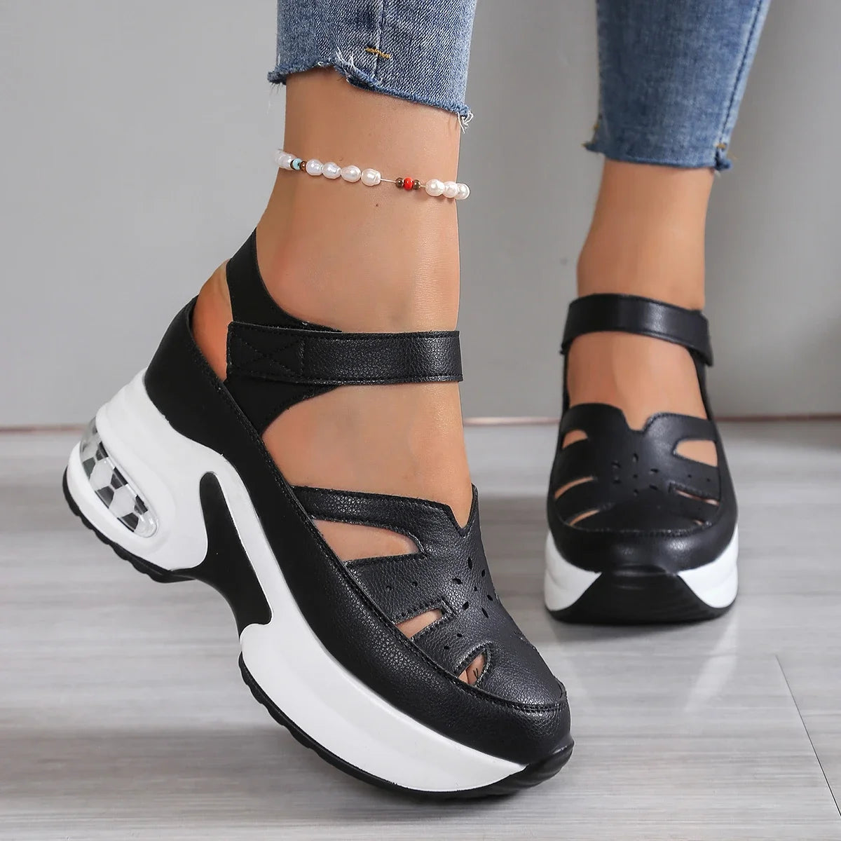 Women New Closed Toe Office Wedge Sandals