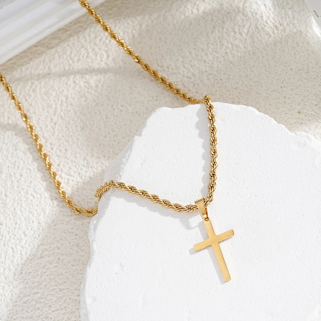 Men Stainless Steel Cross Pendant Necklace