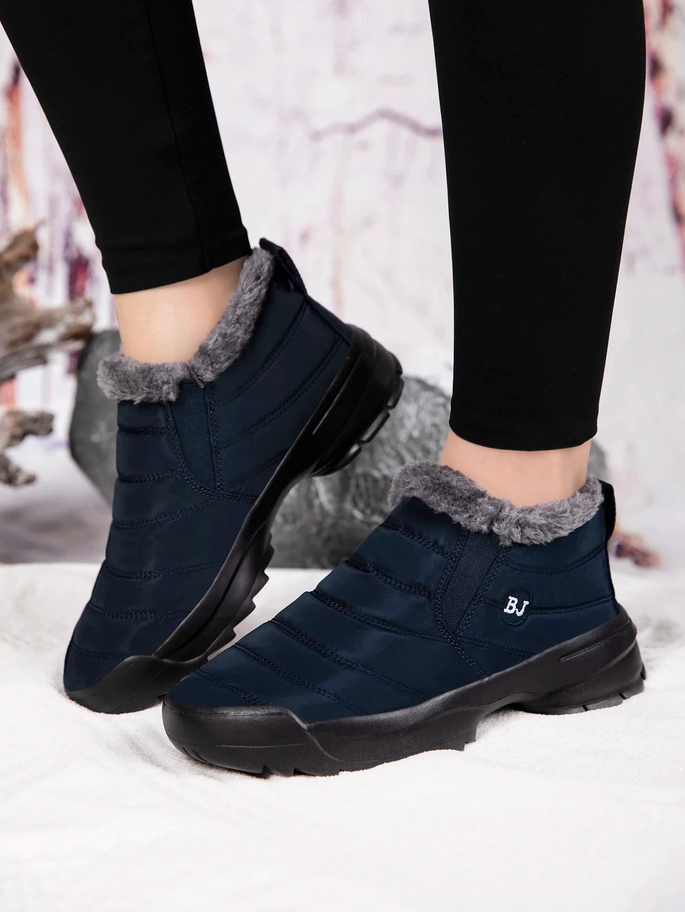 Men's Snow Boots, Winter Warm Shoes, Fuzzy Lining Windproof Hiking Boots, Winter Insulated Shoes, Fuzzy Lining Windproof Hiking Boots