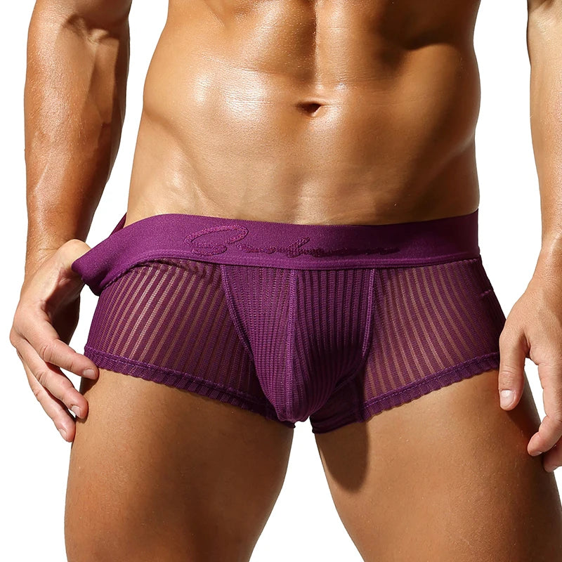 Breathable Solid Color Boxer Shorts for Men