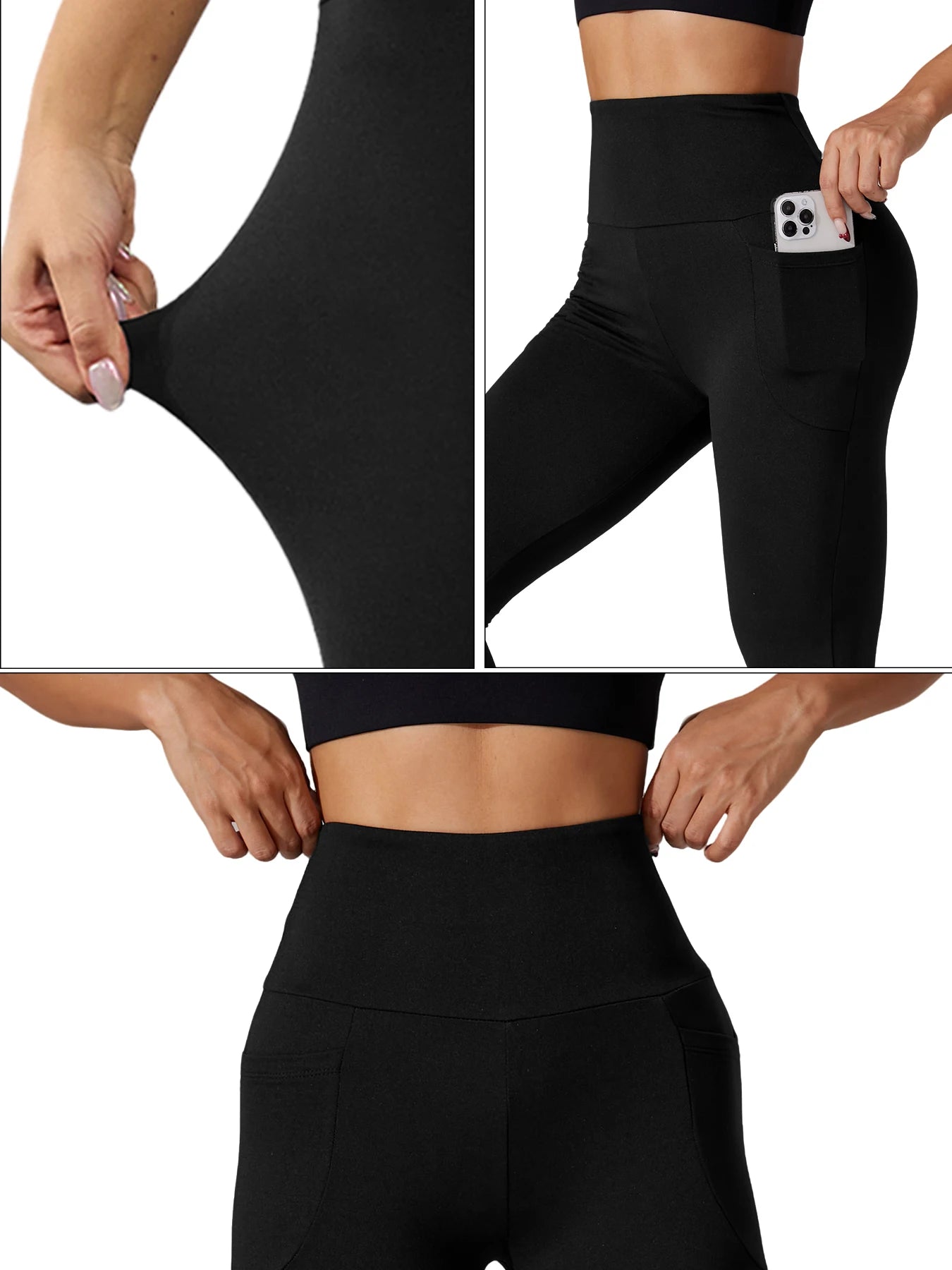 Women High Waisted Yoga Leggings with Pockets Tummy Control