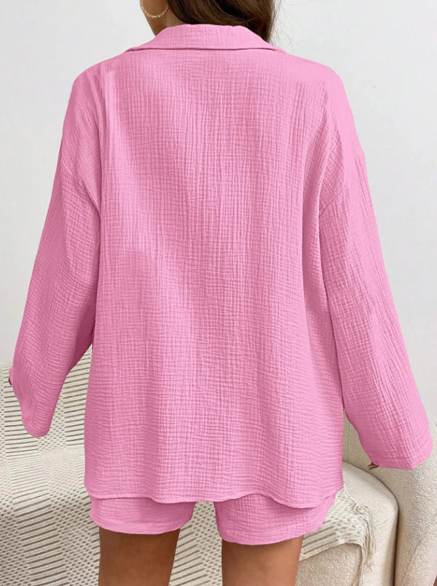 Women Casual 2 Piece Set Loose Top and Shorts Summer Outfit