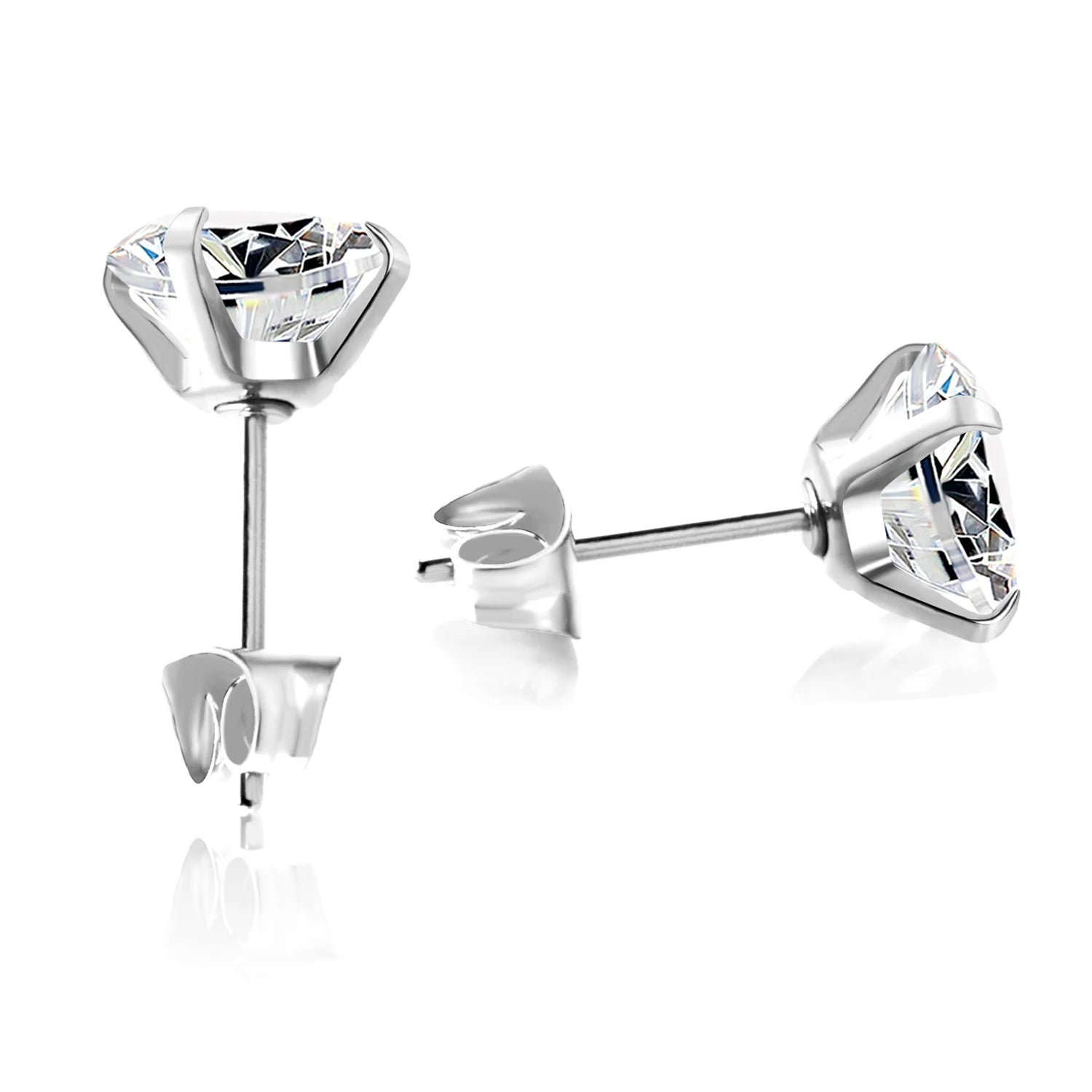 Men Stainless Steel Crystal Zircon Stud Earrings Set