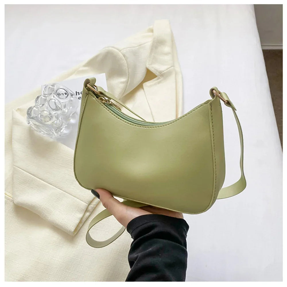 Shoulder Bags WOMEN'S Bag Underarm Bag  Handbags Retro Solid Color PU Leather Shoulder Underarm Bags Casual Women Hobos Handbags