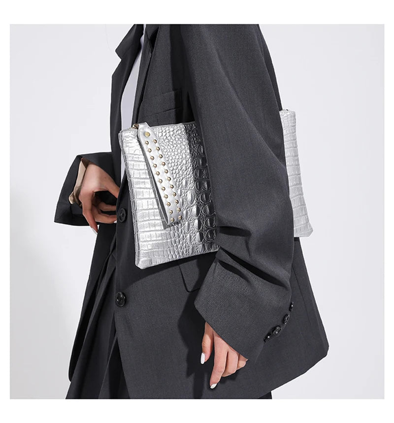 PU Leather Envelope Clutch Wristlet Bag for Women