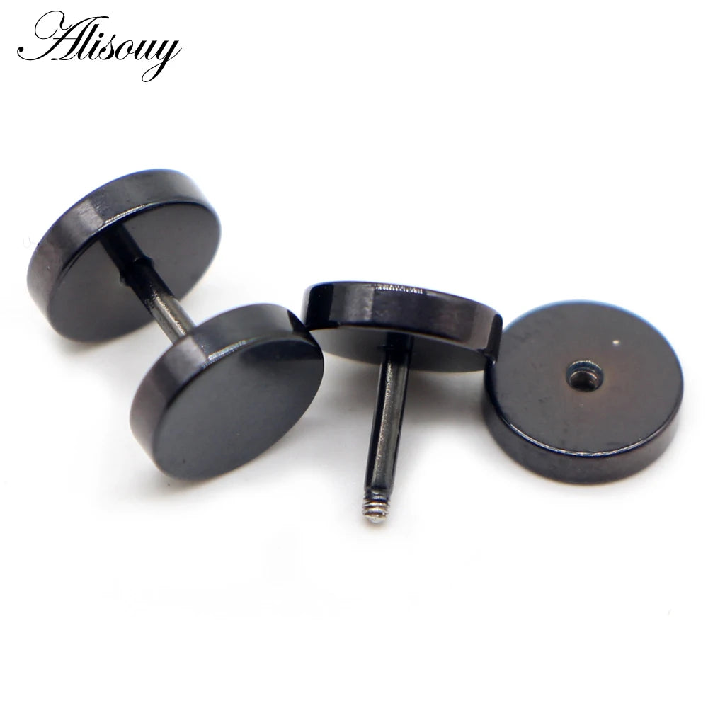 Men Barbell Stainless Steel Stud Earrings
