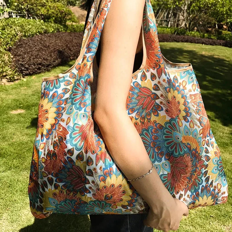 Large Capacity Foldable Waterproof Grocery Shopping Shoulder Bag