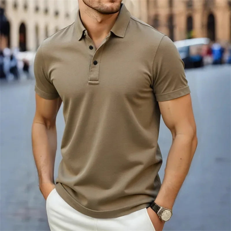 Men Simple Summer Collared Polo Shirt