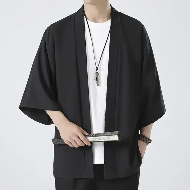 Men Japanese Kimono Open Stitch Cardigan