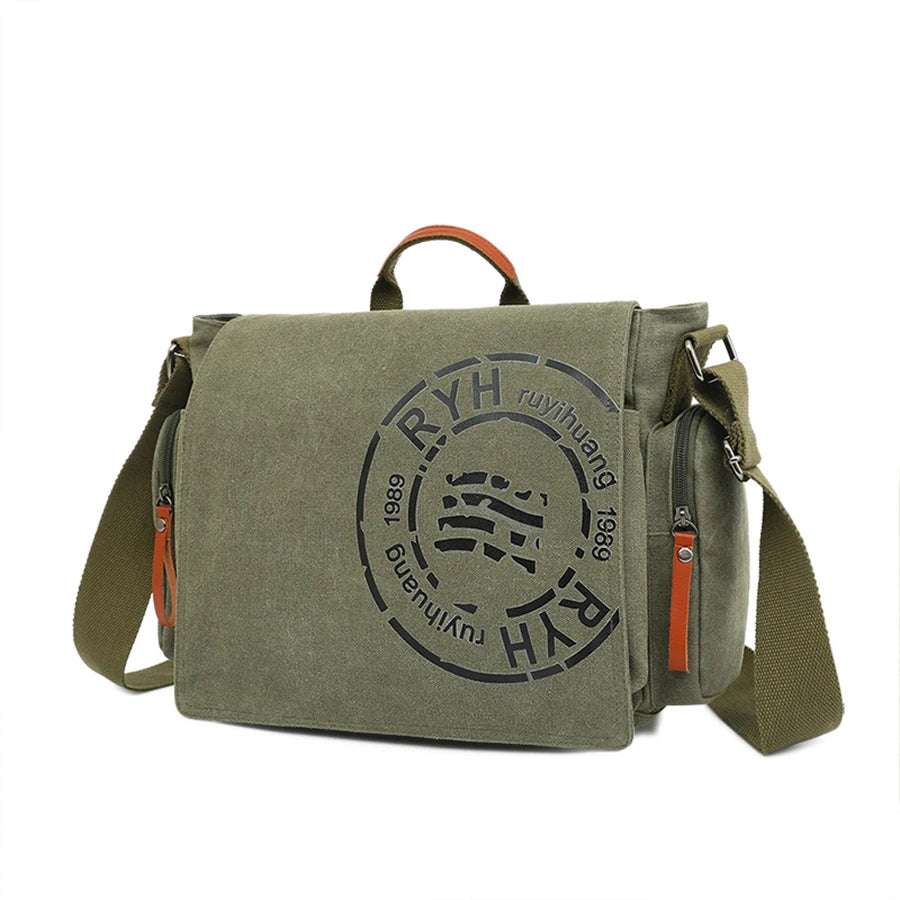 Large Capacity Canvas Weekend Messenger Briefcase Bag for Men