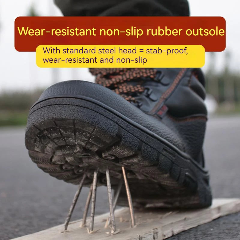 Wear-resisting Men Work Boots Anti-smash Anti-puncture Work Sneakers Waterproof Boots Indestructible Protective Tactical Boots