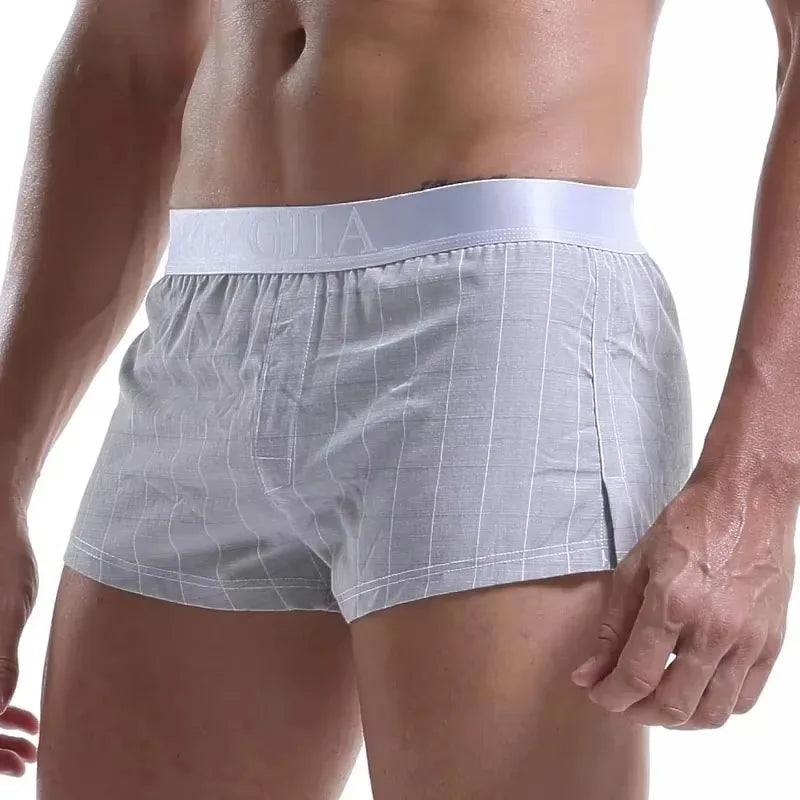 Cotton Loose Plaid Boxer Shorts for Men