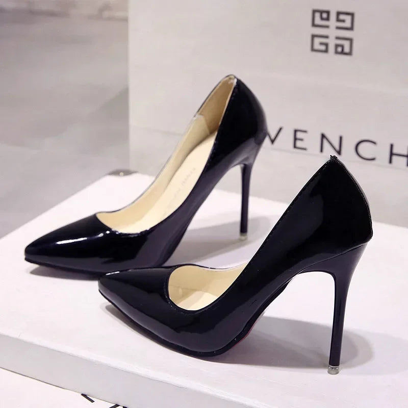Women Nude Patent Leather Pumps