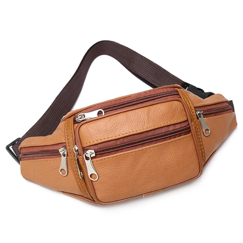 PU Leather Waist Belt Fanny Pack Bag for Men