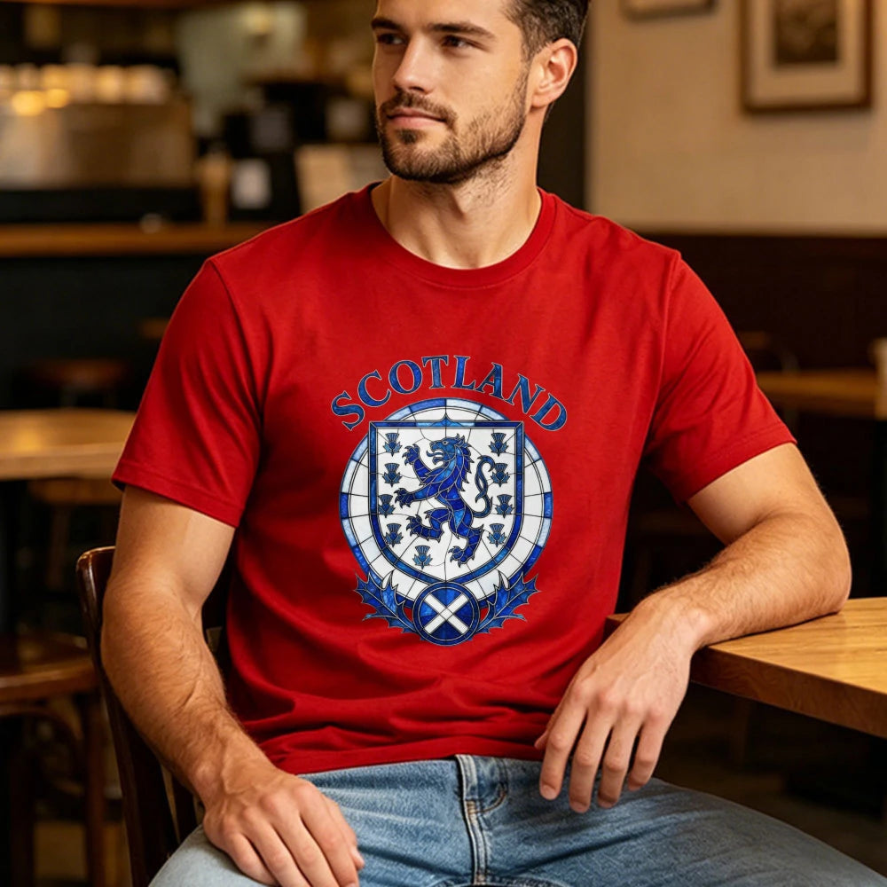 Scotland Soccer Mosaic Graphic Cotton T Shirt for Men