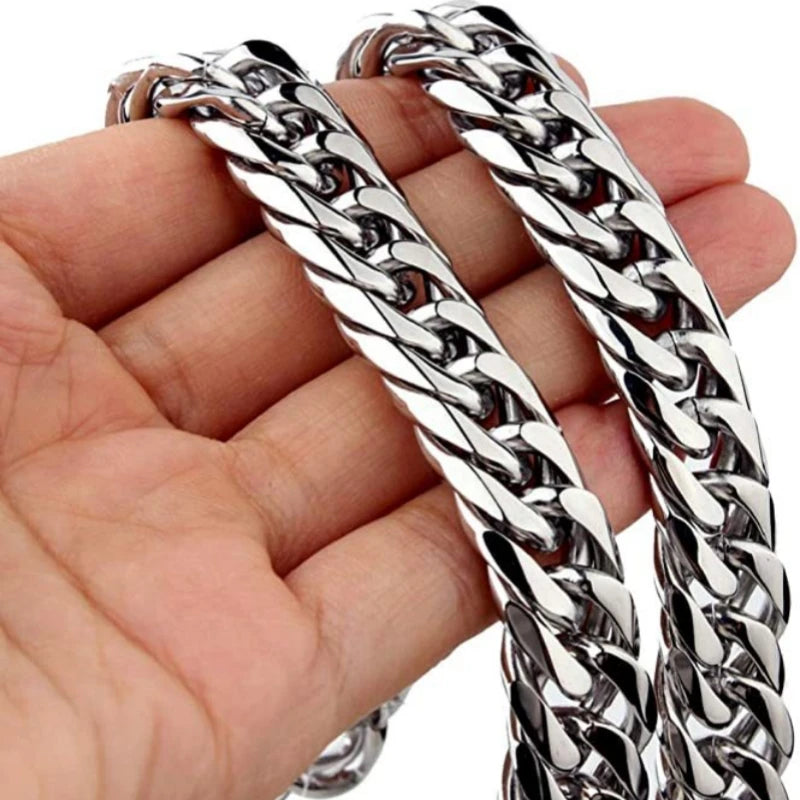 Men Stainless Steel Cuban Link Chain Necklace