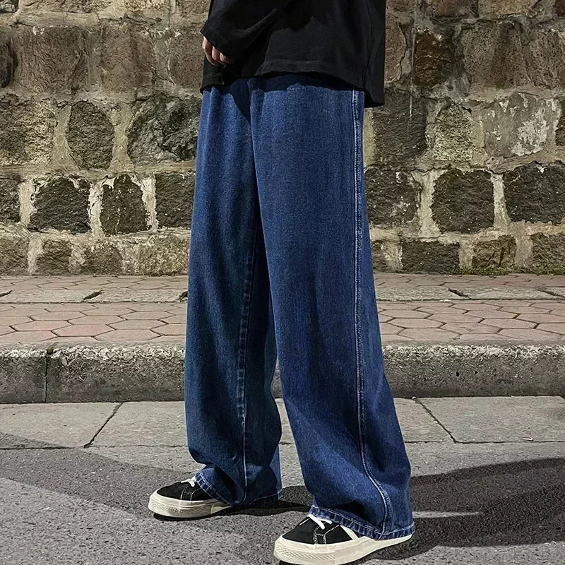 Men Korean Streetwear Wide Leg Jeans