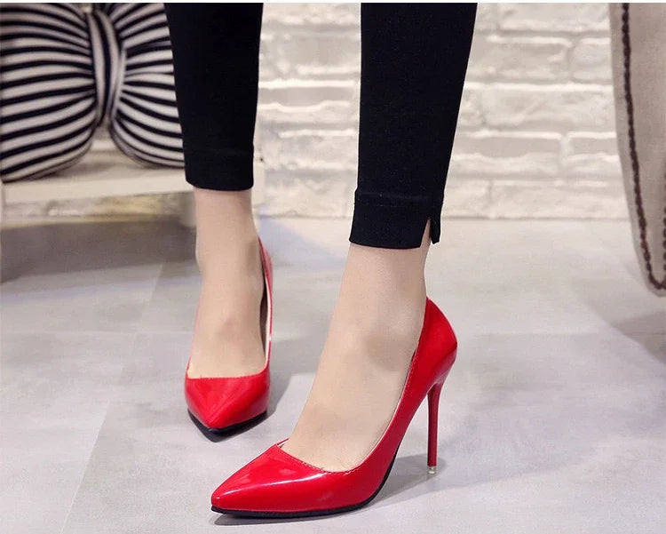 Women Nude Patent Leather Pumps
