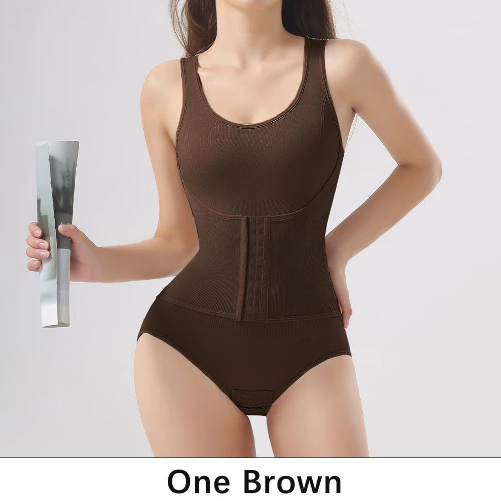 Zipper Belt Tummy Control Shapewear Bodysuit for Women