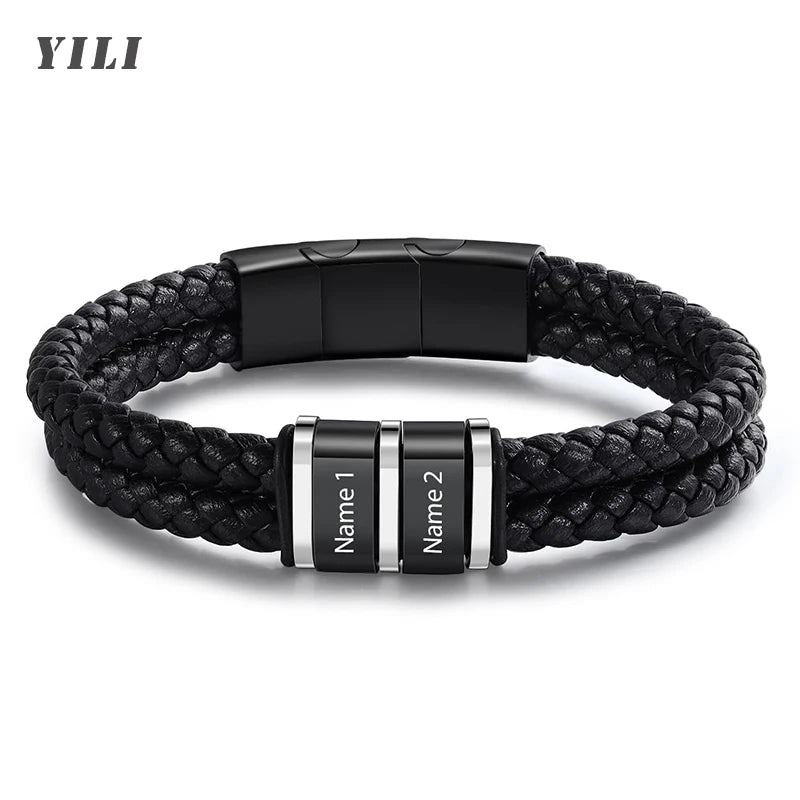 Men Braid Leather Bracelet