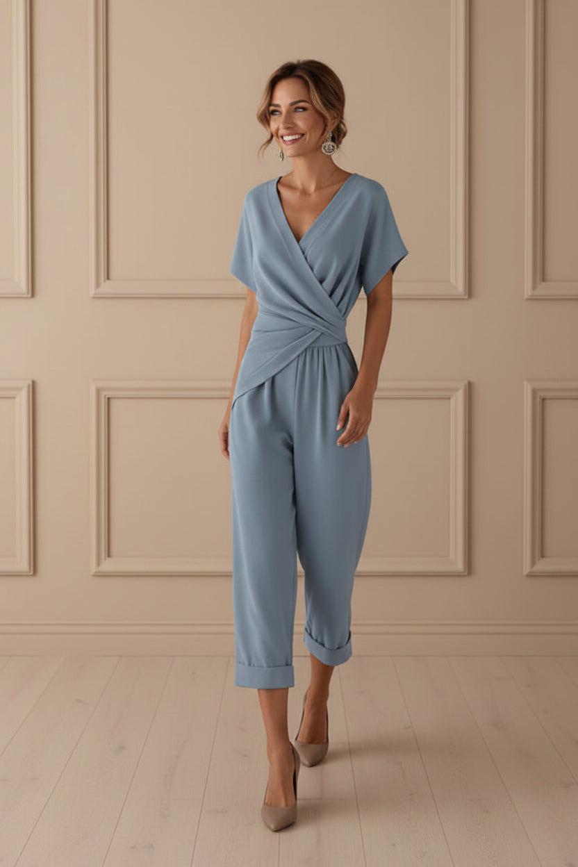 Women Irregular Short Sleeve Top and Pants Set