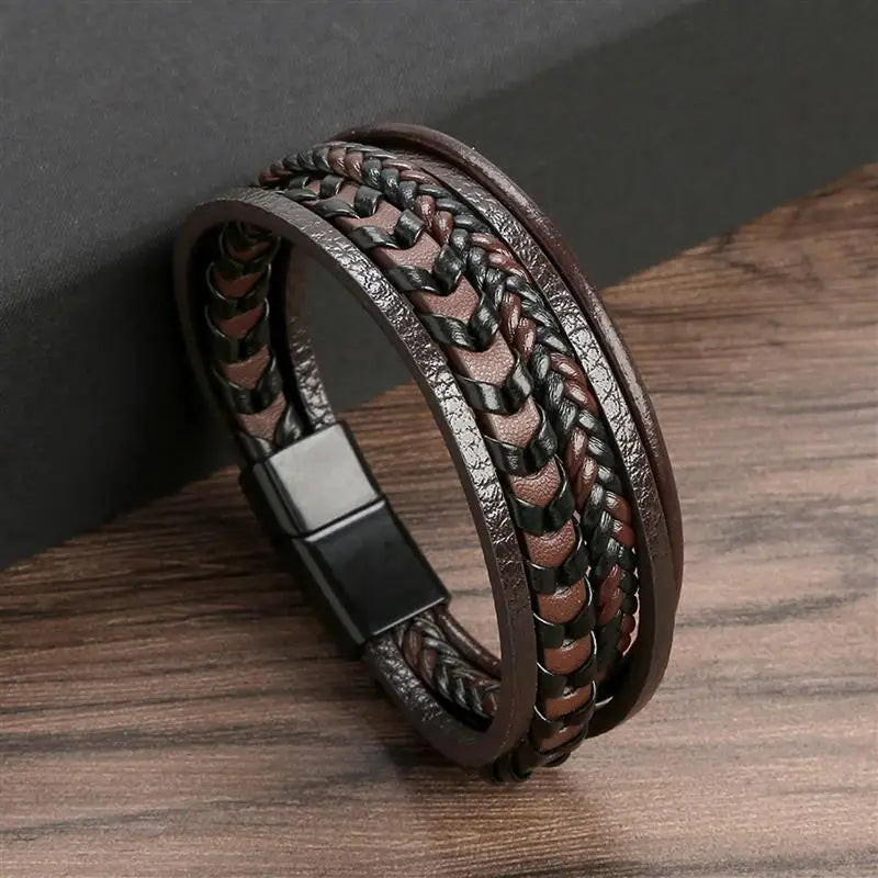 Men Multi Layer Handwoven Leather Bracelet Fashion Jewelry