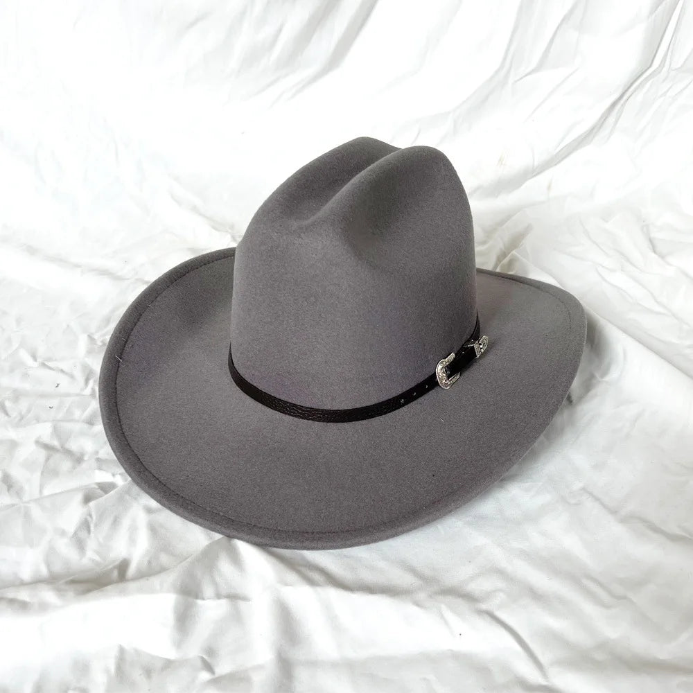 Men Vintage Western Cowboy Wide Brim Hat