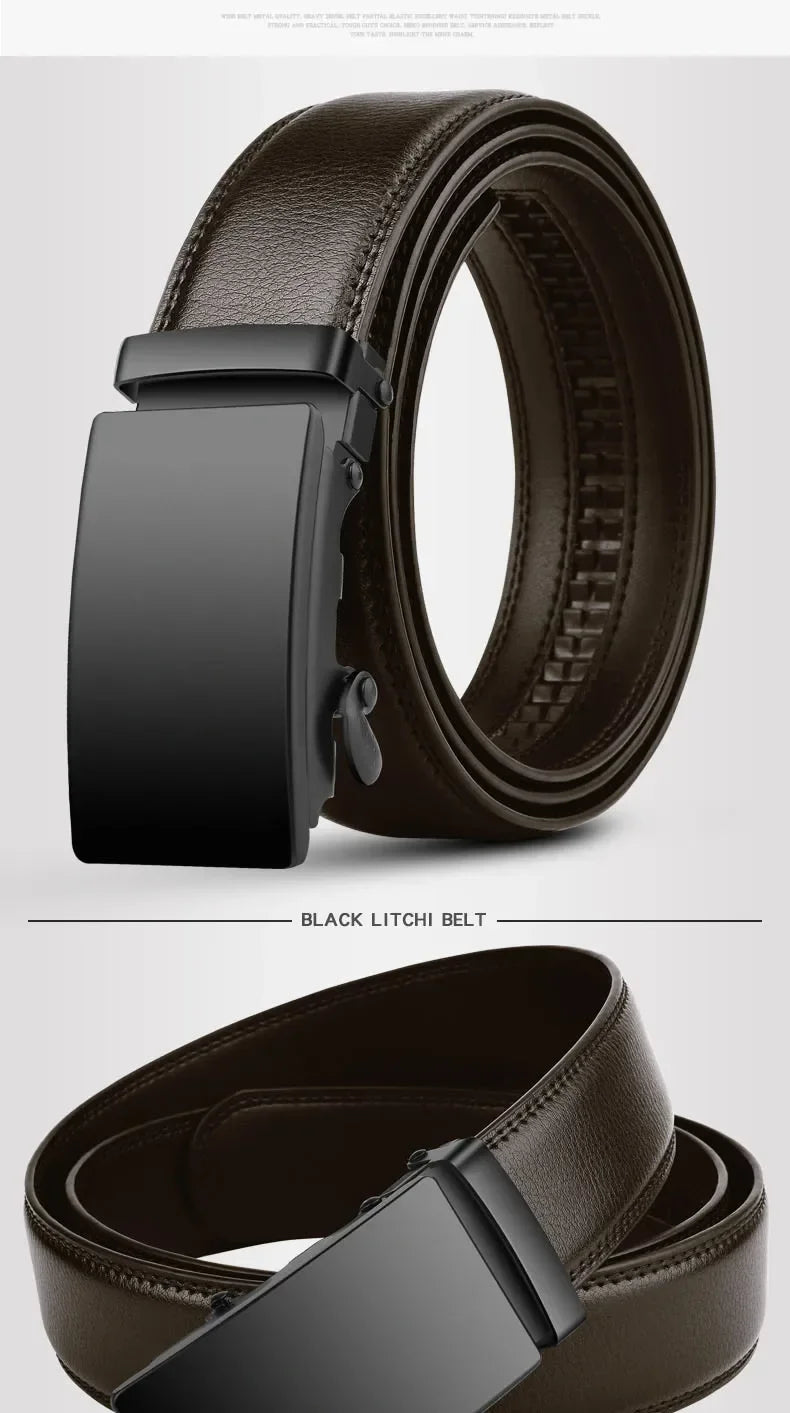 Men PU Leather Waist Automatic Buckle Belt