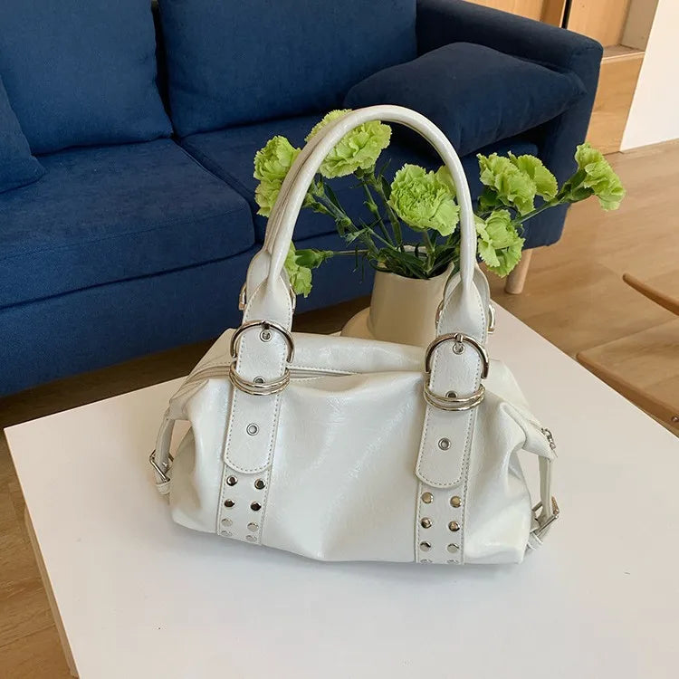 Rivet PU Leather Motorcycle Shoulder Bag for Women