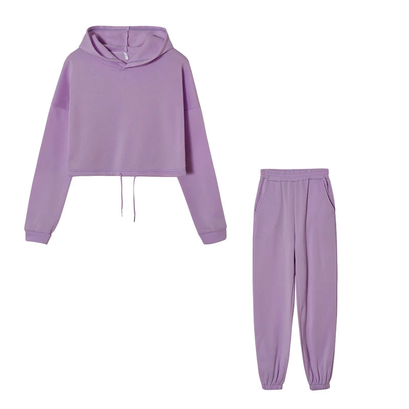 Women Long Sleeve Casual 2 Piece Set Waist Fit Sports Outfit