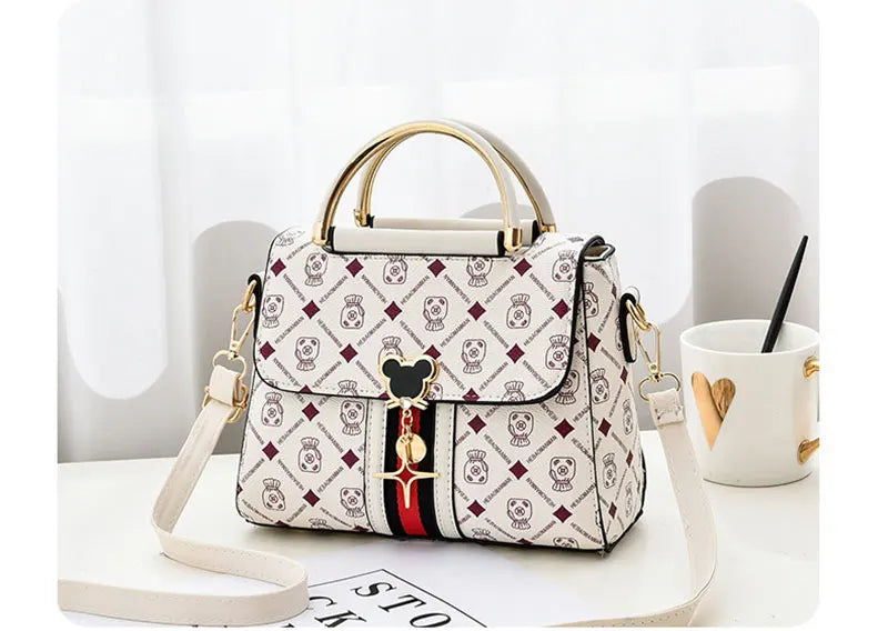 Luxury Monogram Leather Shoulder Tote Bag for Women