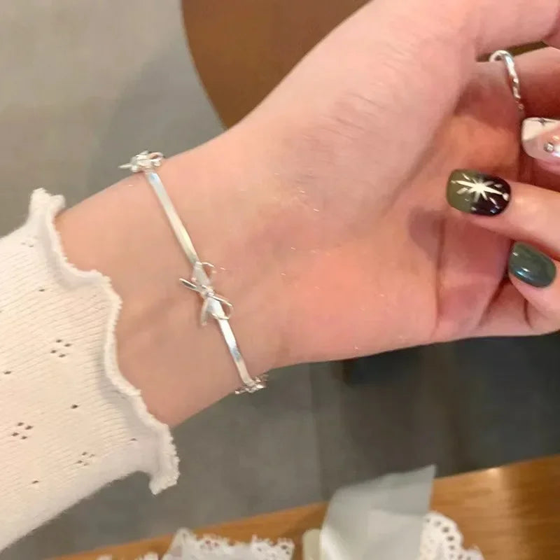 Women Bow Knot Snake Chain Bracelet Sparkling Fashion Jewelry