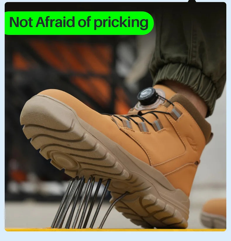 Rotating Button Work Shoes for Men Anti Puncture Protective Boots Sneakers Waterproof Work Safety Shoes Non Slip Steel Toe shoes