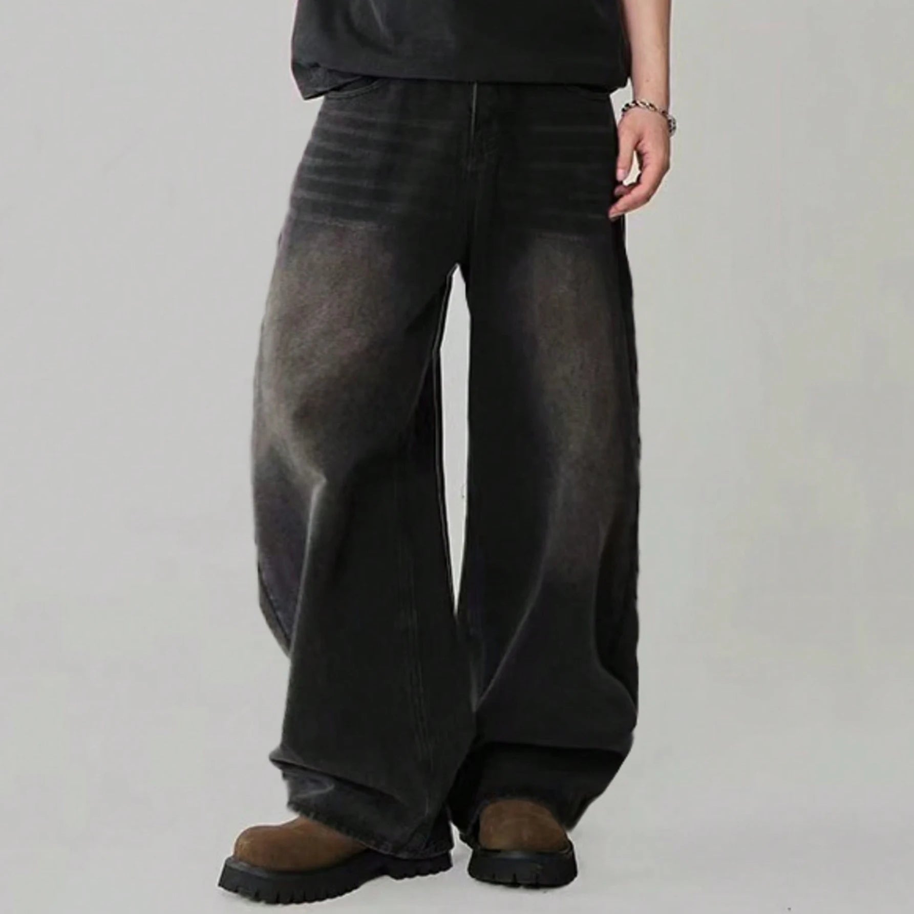 Men Korean Loose Wide Leg Jeans