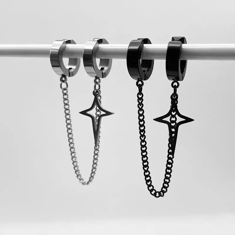 Men Minimalist Star Clip On Earrings